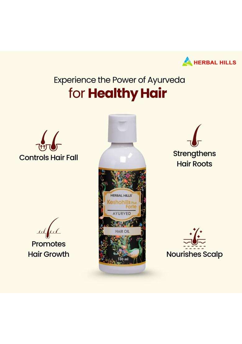 Herbal Hills Keshohills Plus Forte Ayurvedic Hair Oil 100 ml Hair Care Natural Hair Growth (Pack of 2) | Authentic Traditional Formula - Indya