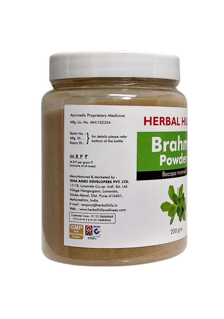 Herbal Hills Brahmi Powder, 200 g (Pack of 4) | Natural Herbal Care - Indya