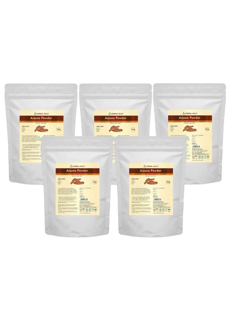 Herbal Hills Arjuna Powder, 1 kg (Pack of 5) | Natural Herbal Care - Indya