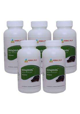 Herbal Hills Shilajithills Capsules, 120 Count (Pack of 5) | Natural Herbal Care