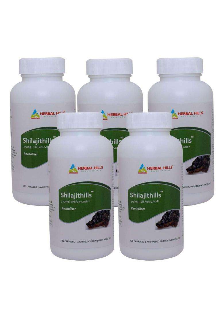 Herbal Hills Shilajithills Capsules, 120 Count (Pack of 5) | Natural Herbal Care - Indya