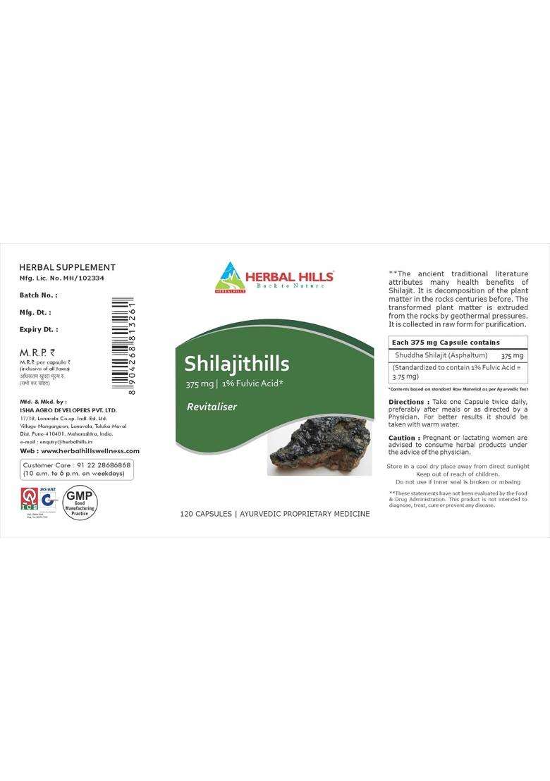 Herbal Hills Shilajithills Capsules, 120 Count (Pack of 5) | Natural Herbal Care - Indya