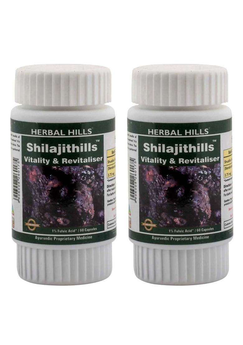 Herbal Hills Shilajithills Capsules, 60 Count (Pack of 2) | Natural Herbal Care - Indya