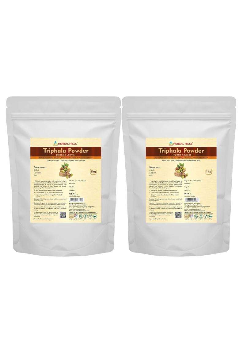 Herbal Hills Triphala Powder, 1 kg (Pack of 2) | Natural Herbal Care - Indya