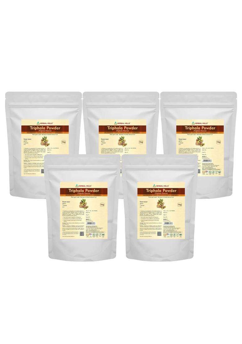 Herbal Hills Triphala Powder, 1 kg (Pack of 5) | Natural Herbal Care - Indya