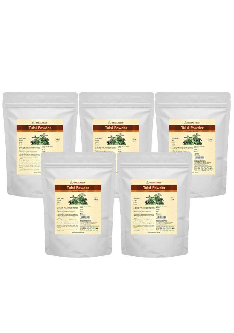 Herbal Hills Tulsi Powder, 1 kg (Pack of 5) | Natural Herbal Care - Indya