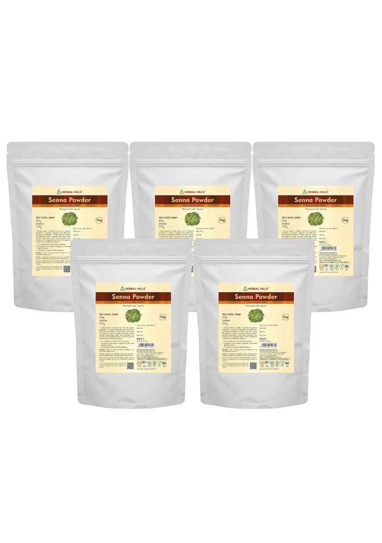Herbal Hills Senna Leaf/senna Powder, 1 kg (Pack of 5) | Natural Herbal Care - Indya