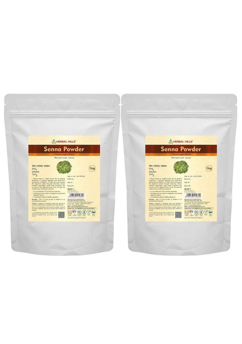 Herbal Hills Senna Leaf/Powder, 1 kg (Pack of 2) | Natural Herbal Care - Indya