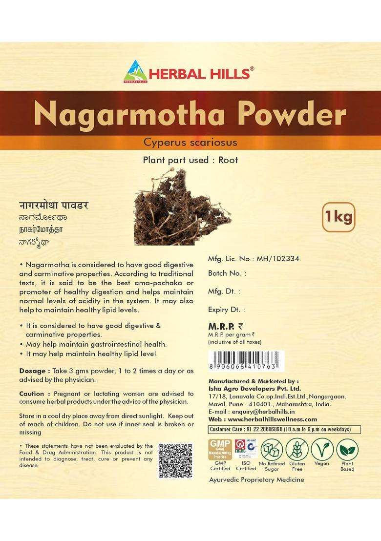 Herbal Hills Nagarmotha Powder, 1 kg (Pack of 4) | Natural Herbal Care - Indya