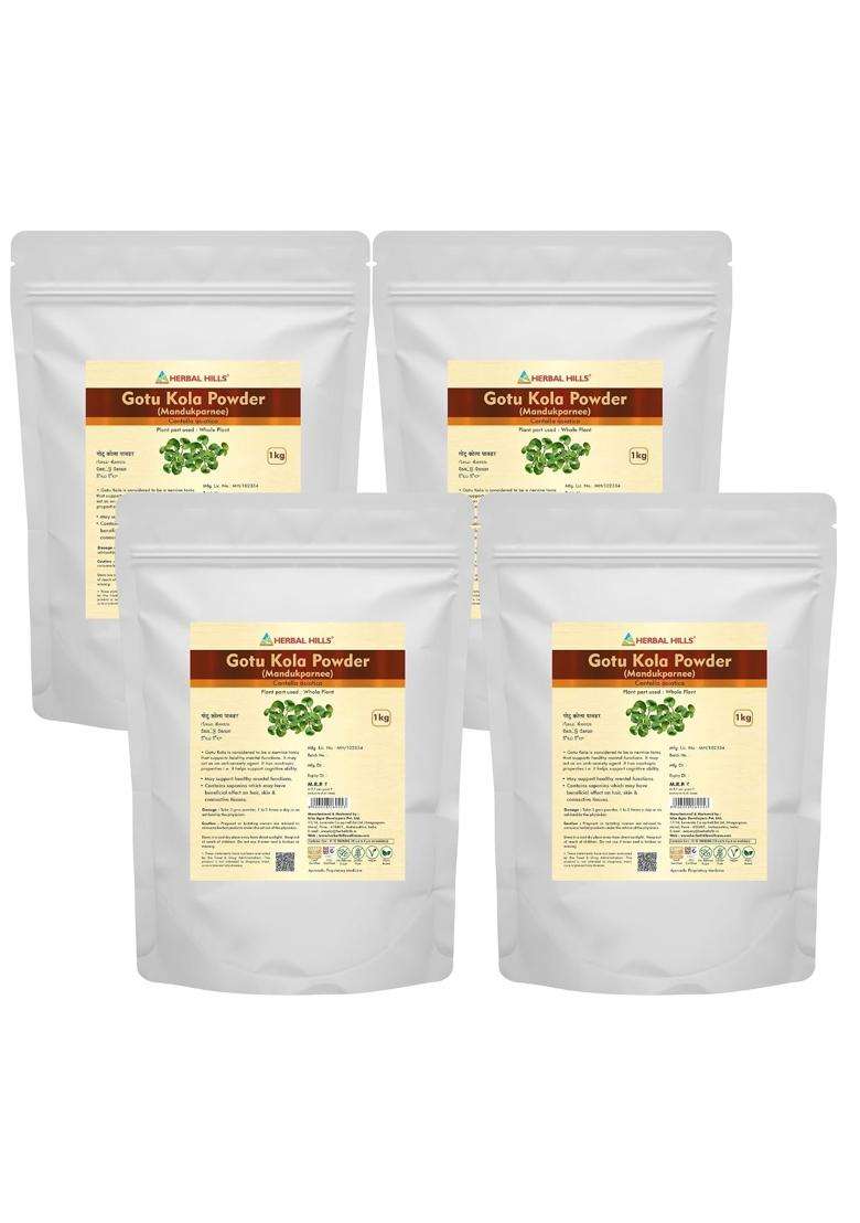 Herbal Hills Gotu Kola Powder, 1 kg (Pack of 4) | Natural Herbal Care - Indya