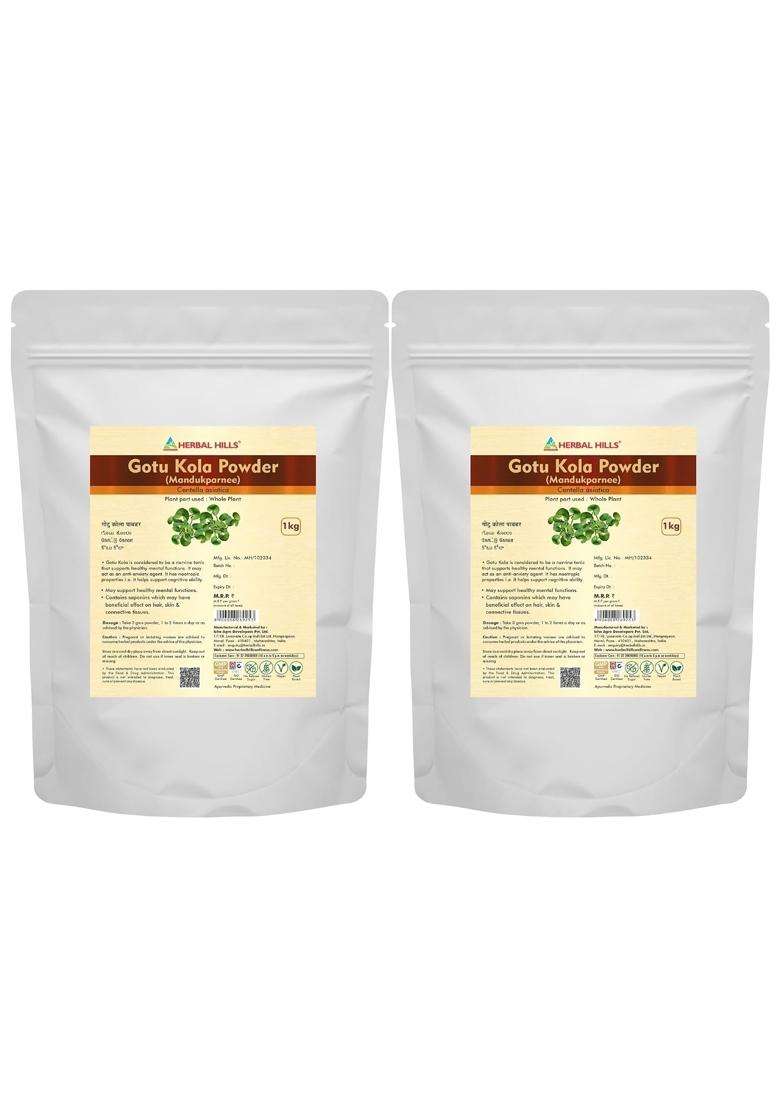Herbal Hills Gotu Kola Powder, 1 kg (Pack of 2) | Natural Herbal Care - Indya
