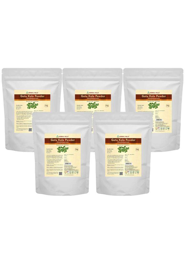 Herbal Hills Gotu Kola Powder, 1 kg (Pack of 5) | Natural Herbal Care - Indya