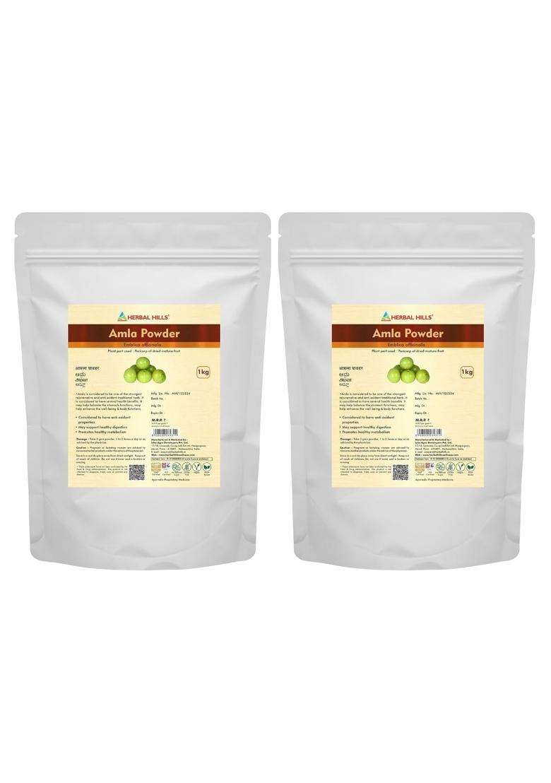 Herbal Hills Amla Powder 1KG (Pack of 5) | Authentic Ayurvedic Formula | Supports Skin Glow, Hair Strength & Immunity Boost - Indya