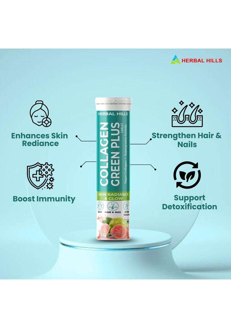 Herbal Hills Collagen Green Plus Tablets (Pack of 4) | Natural Herbal Care - Indya