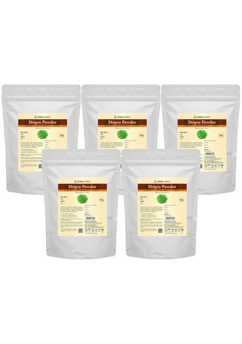Herbal Hills Moringa Powder, 1 kg (Pack of 5) | Natural Herbal Care - Indya