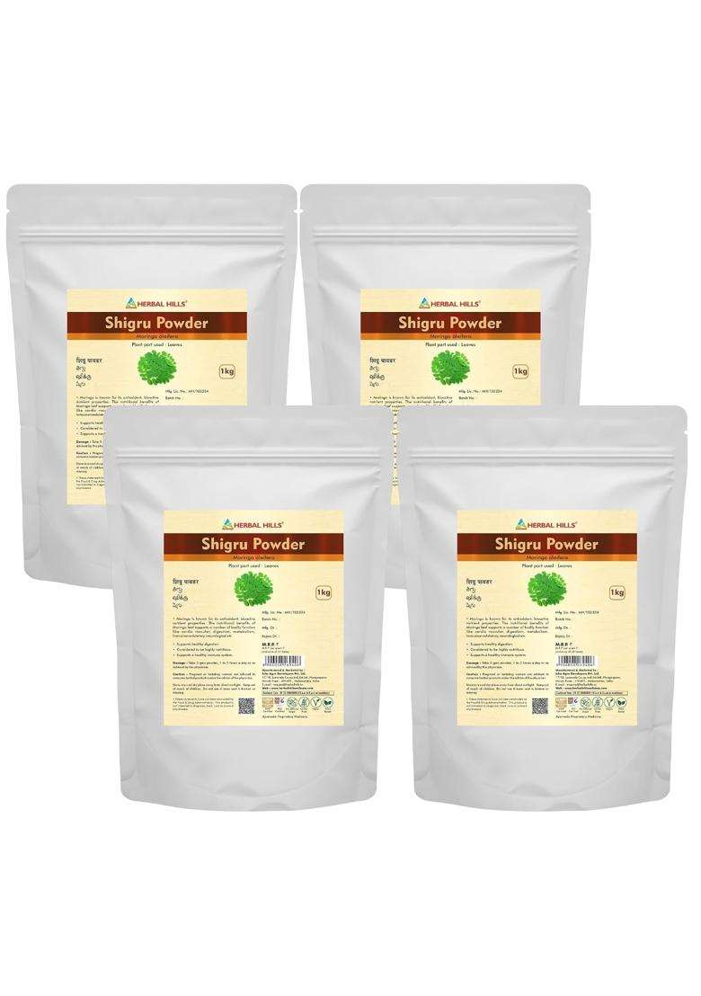 Herbal Hills Moringa Powder, 1 kg (Pack of 4) | Natural Herbal Care - Indya