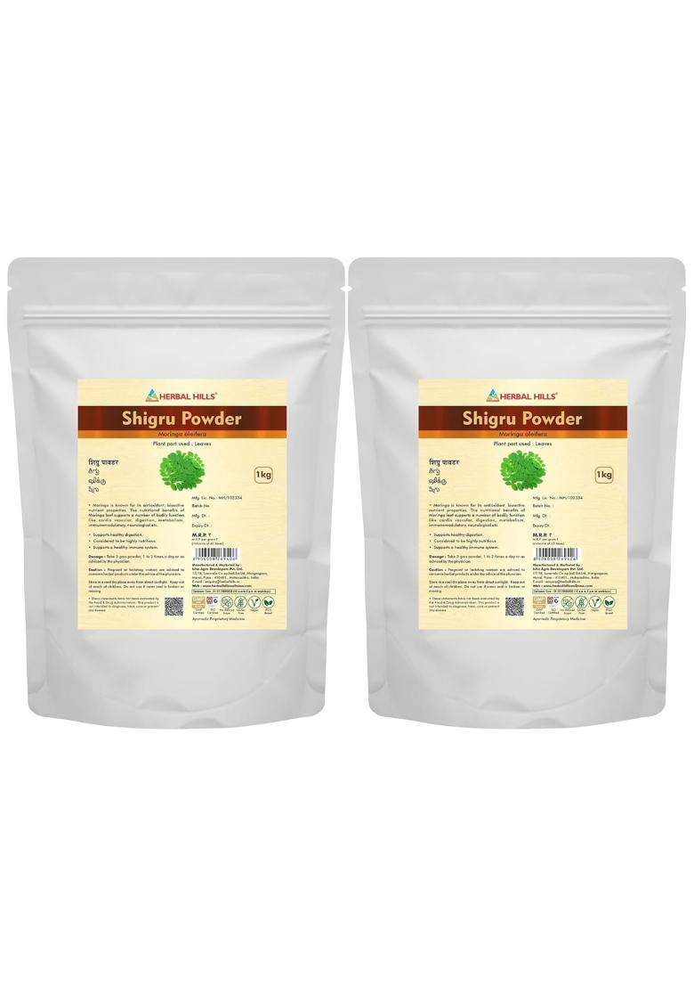 Herbal Hills Moringa Powder, 1 kg (Pack of 2) | Natural Herbal Care - Indya