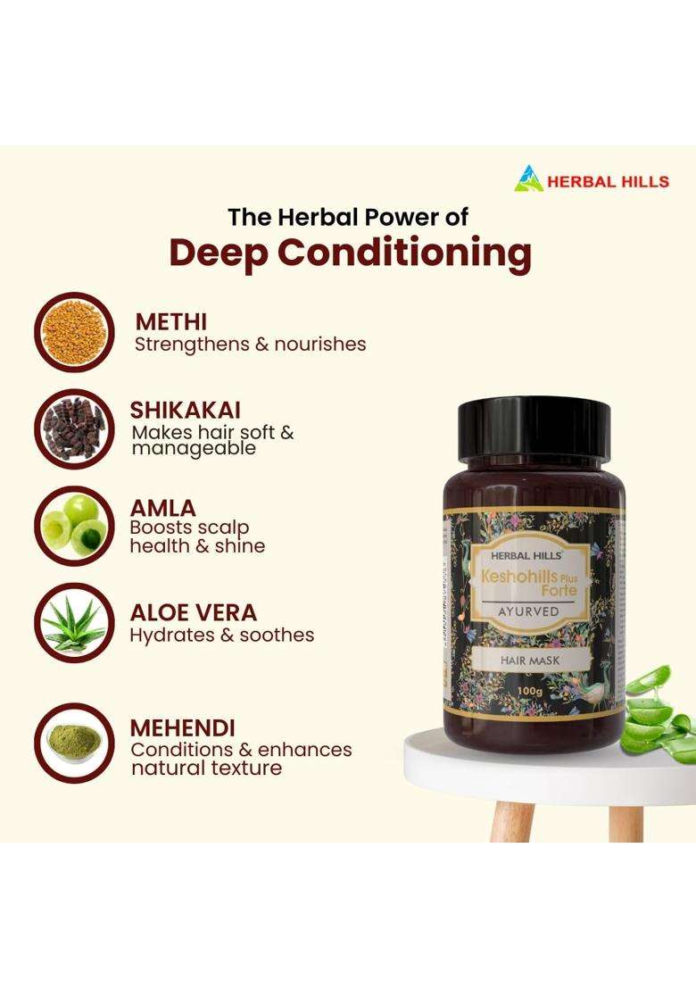 Herbal Hills For Damaged Hair Fresh Keshohills Plus Forte Hair Mask 100 Grams (100 Gram | Natural Herbal Care - Indya