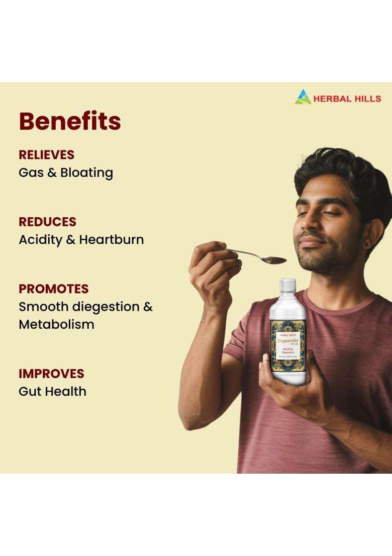 Herbal Hills Digeshills Herbal Shots 500 ml (Pack of 2) | Authentic Traditional Formula | Supports Digestion, Acidity Relief & Gut Cleanse - Indya