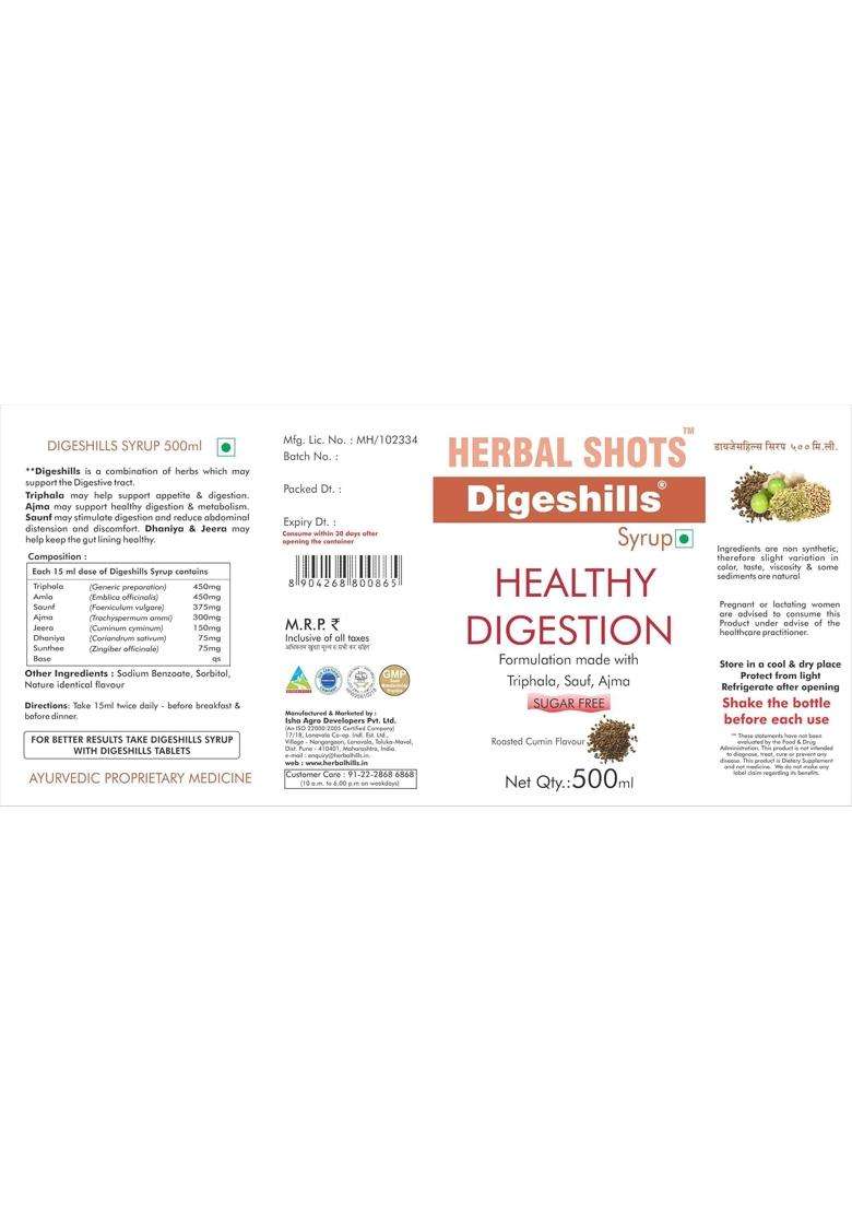 Herbal Hills Digeshills Herbal Shots, 500 ml (Pack of 5) | Natural Herbal Care - Indya