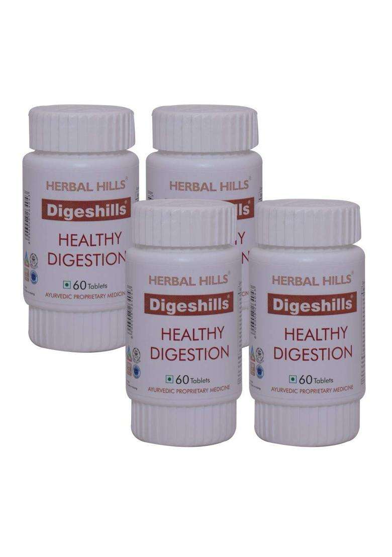 Herbal Hills Digeshills Tablets, 60 Count (Pack of 4) | Natural Herbal Care - Indya