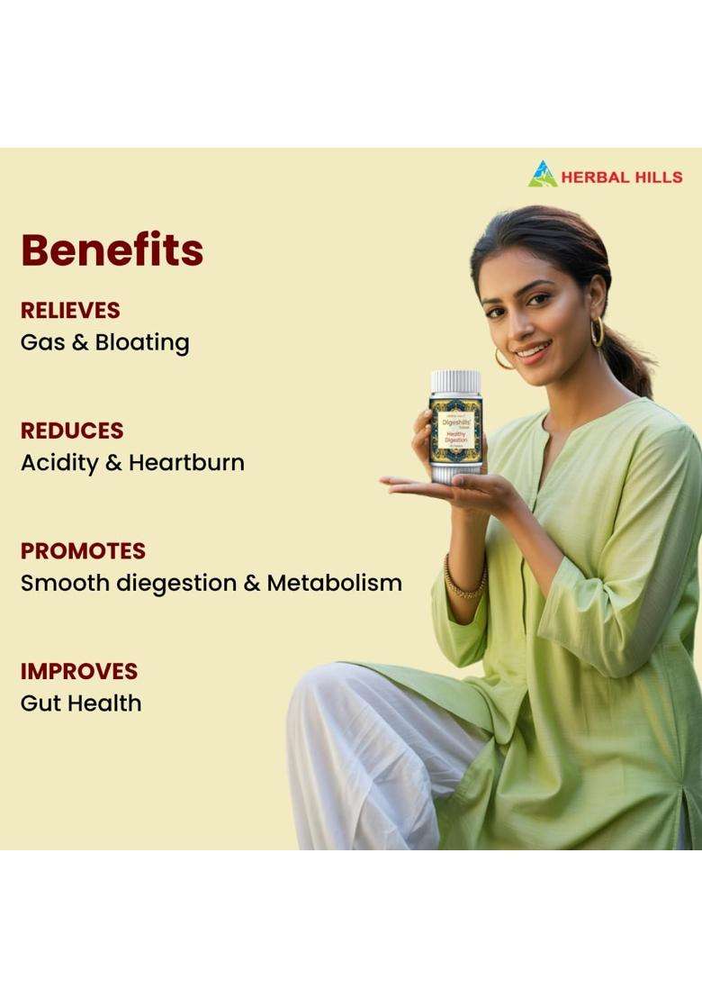 Herbal Hills Digeshills Tablets, 900 Count (Pack of 5) | Natural Herbal Care - Indya