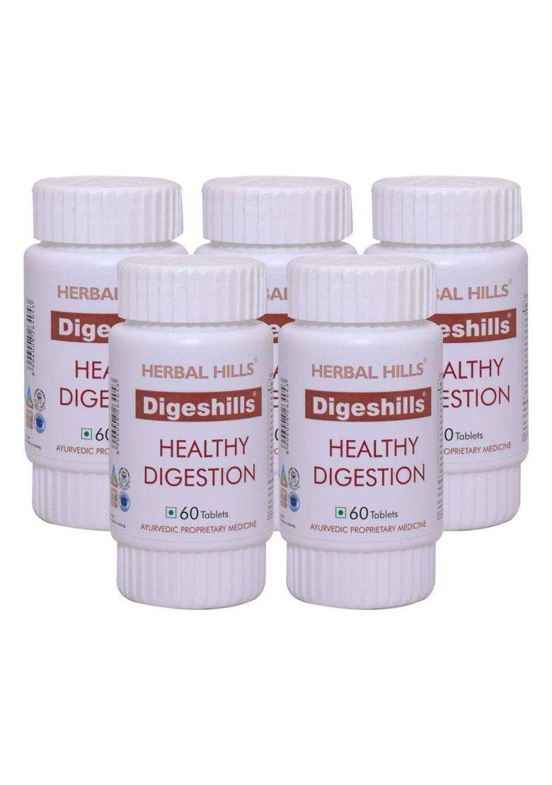 Herbal Hills Digeshills Tablets, 60 Count (Pack of 5) | Natural Herbal Care - Indya