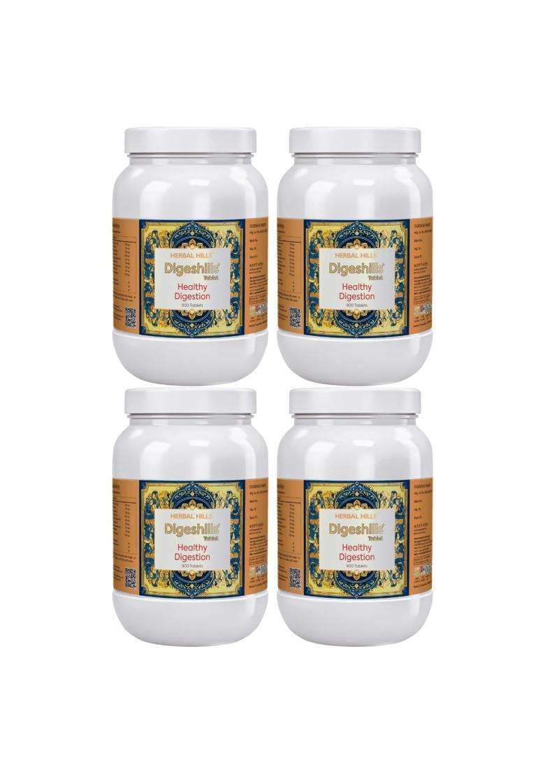 Herbal Hills Digeshills Tablets, 900 Count (Pack of 4) | Natural Herbal Care - Indya