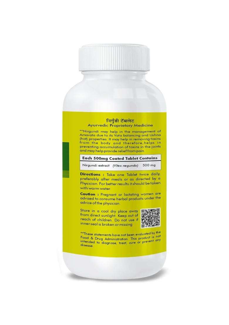 Herbal Hills Nirgundi 500mg Tablets, 120 Count (Pack of 4) | Natural Herbal Care - Indya