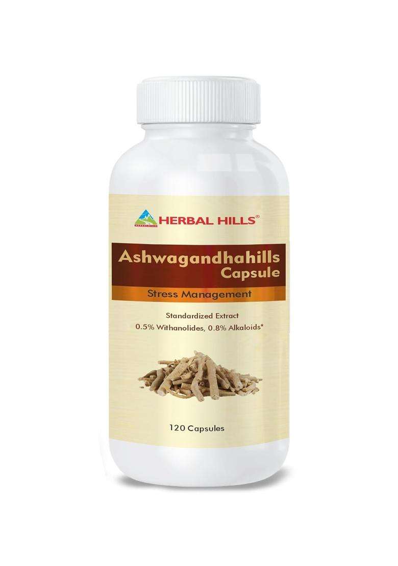 Herbal Hills Ashwagandhahills Capsules, 120 Count | Natural Herbal Care - Indya