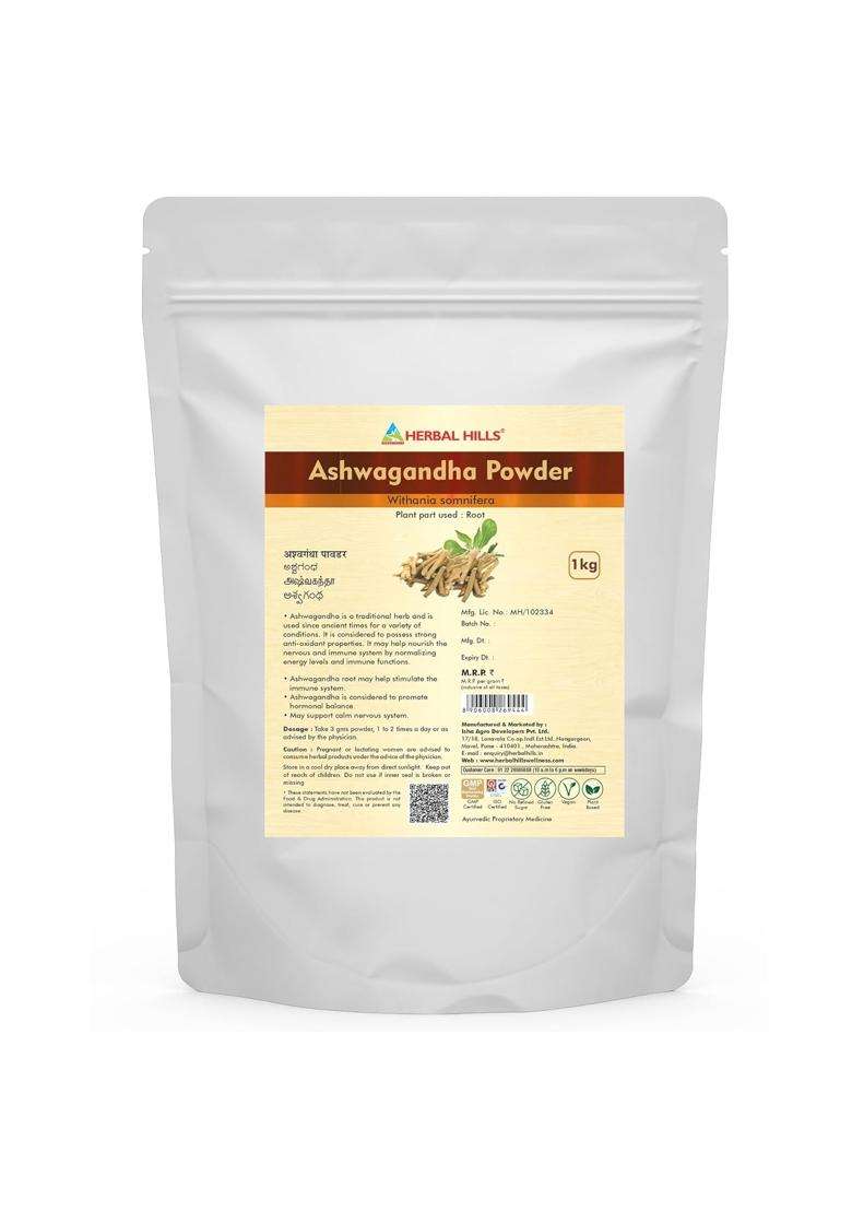 Herbal Hills Ashwagandha Powder, 1 kg | Natural Herbal Care - Indya