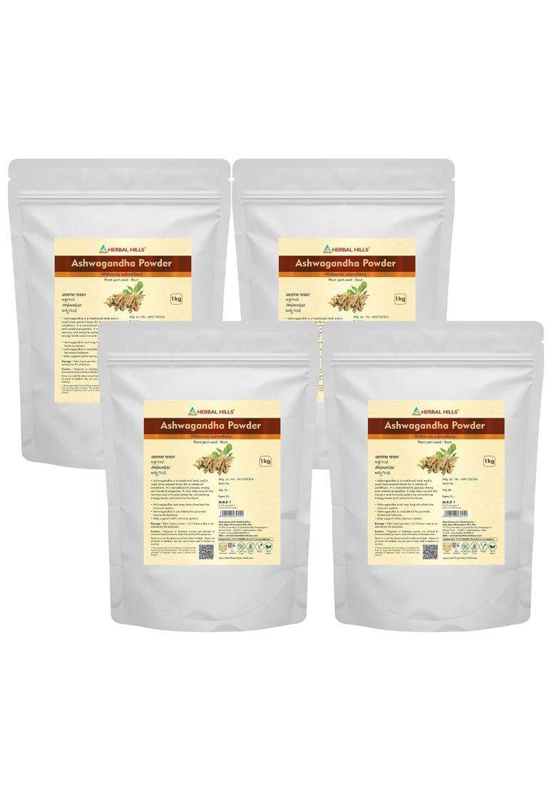 Herbal Hills Ashwagandha Powder, 1 kg (Pack of 4) | Natural Herbal Care - Indya