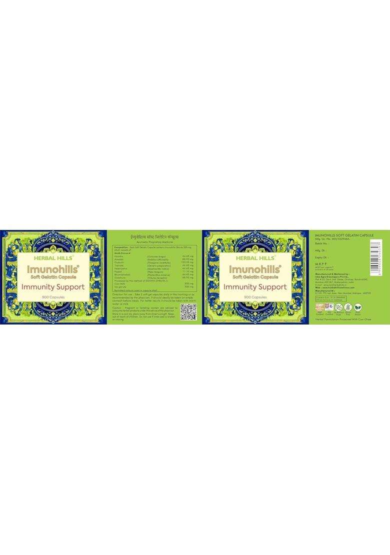 Herbal Hills Imunohills Immunity Support Capsules, 900 Count (Pack of 5) | Natural Herbal Care - Indya
