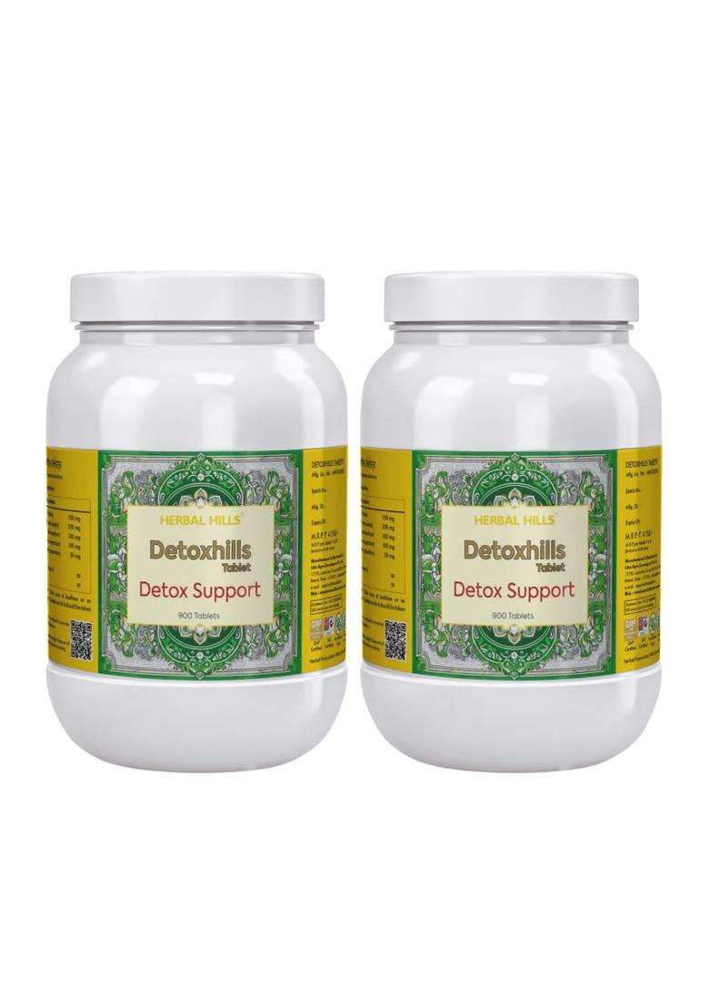 Herbal Hills Detoxhills Tablets, (900 Tablets Pack) (Pack of 2) | Authentic Traditional Formula | Supports Body Detox & Internal Cleansing - Indya