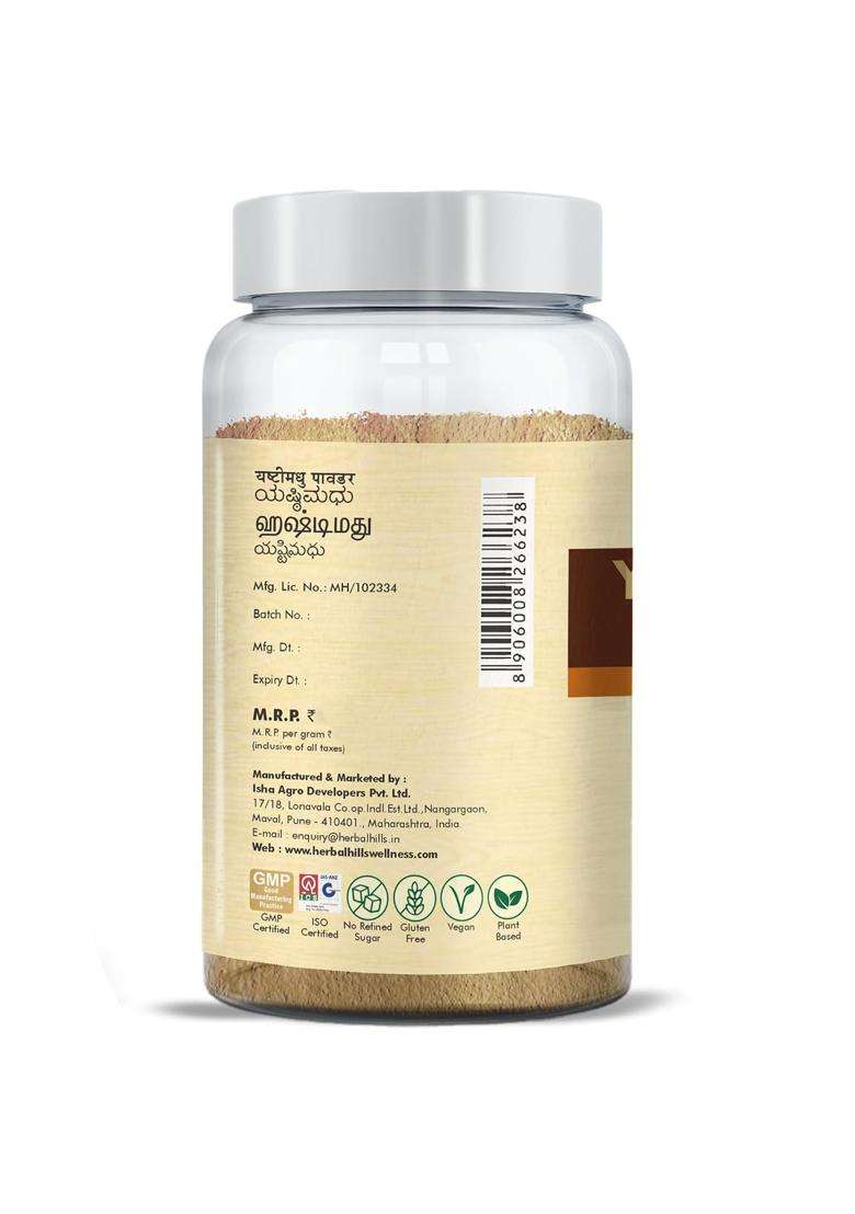 Herbal Hills Yashtimadhu Edible Licorice Powder, 100 g (Pack of 5) | Natural Herbal Care - Indya