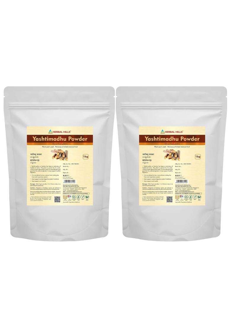 Herbal Hills Yashtimadhu Edible Licorice Powder, 1 kg (Pack of 2) | Natural Herbal Care - Indya