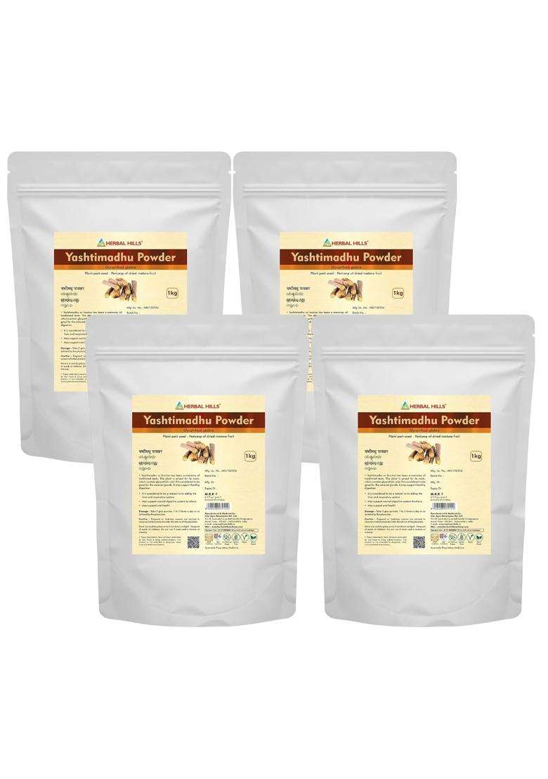 Herbal Hills Yashtimadhu Edible Licorice Powder, 1 kg (Pack of 4) | Natural Herbal Care - Indya