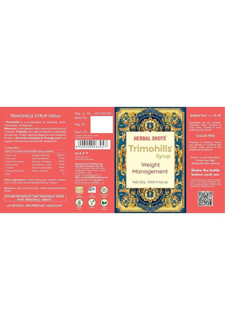 Herbal Hills Trimohills Herbal Shots, 500 ml (Pack of 2) | Natural Herbal Care - Indya