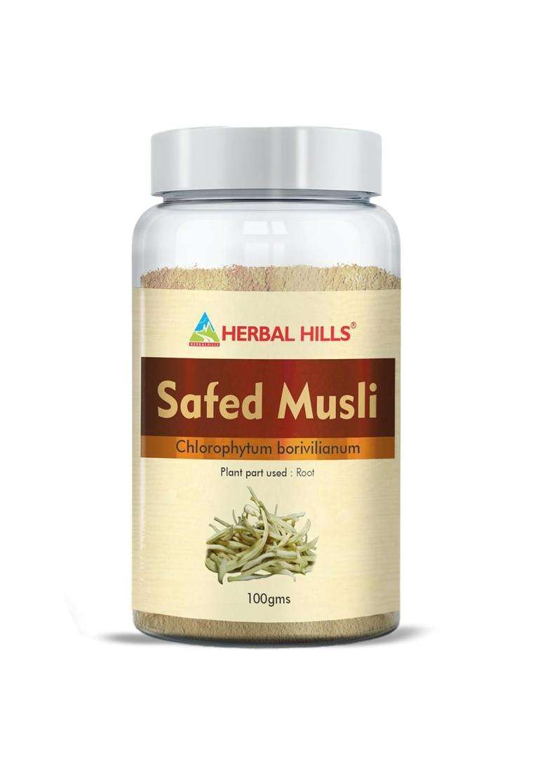 Herbal Hills Safed Musli Powder, 100 g (Pack of 4) | Natural Herbal Care - Indya