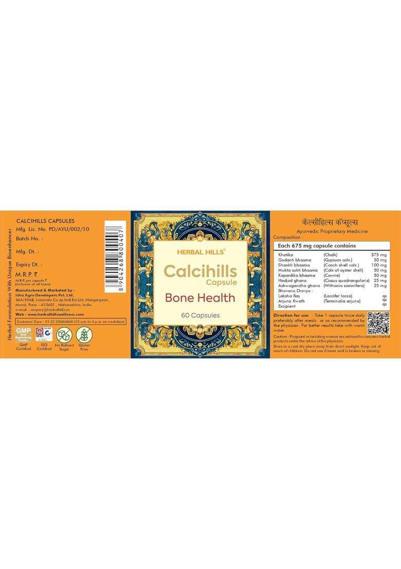 Herbal Hills Calcihills Bone Health Capsules, 60 Count | Natural Herbal Care - Indya