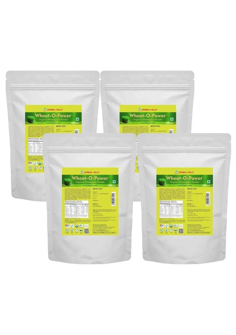 Herbal Hills Wheatgrass Powder, 500 g (Pack of 4) | Natural Herbal Care - Indya