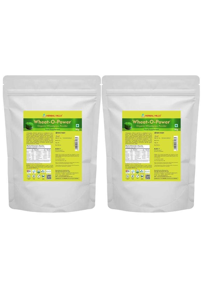 Herbal Hills Wheatgrass Powder, 1 kg (Pack of 2) | Natural Herbal Care - Indya