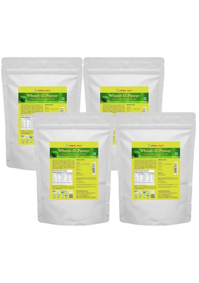 Herbal Hills Wheatgrass Powder, 1 kg (Pack of 4) | Natural Herbal Care - Indya