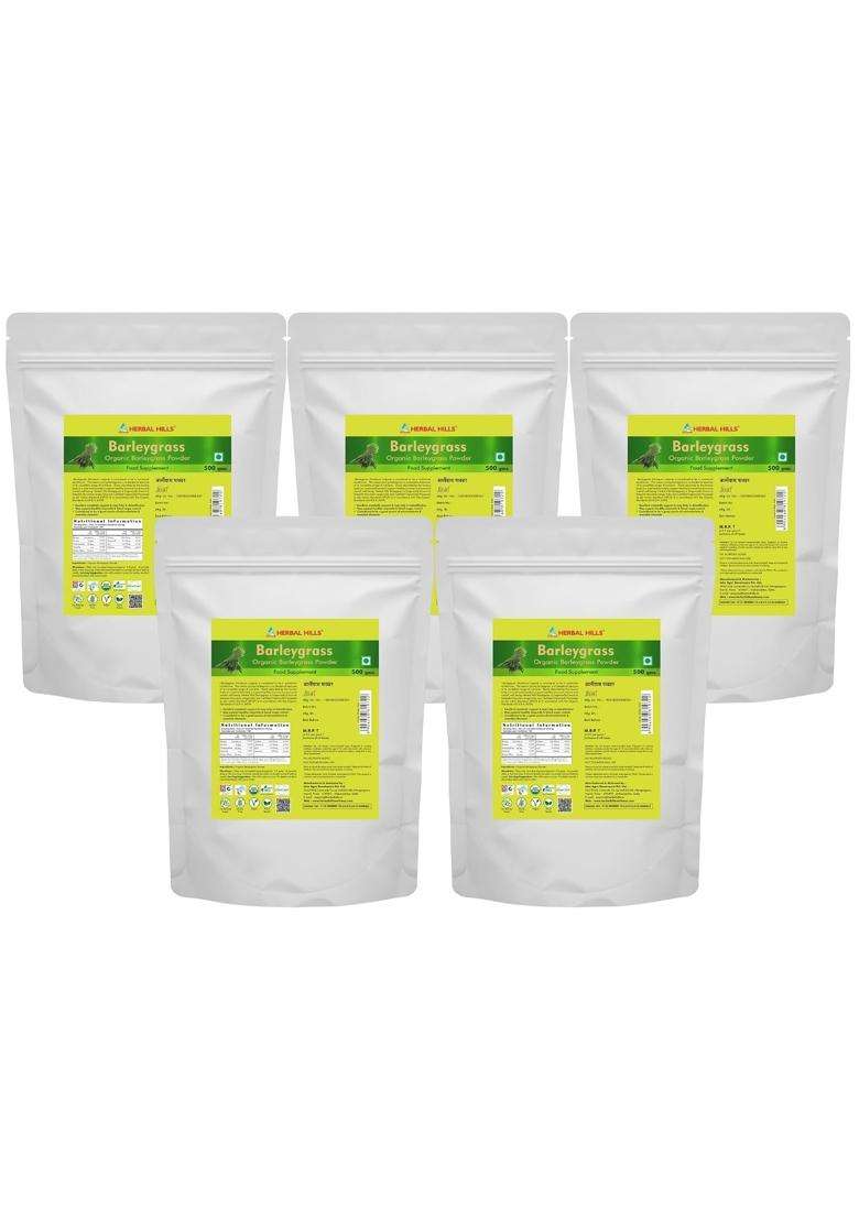 Herbal Hills Barley Grass Powder, 500 g (Pack of 5) | Natural Herbal Care - Indya