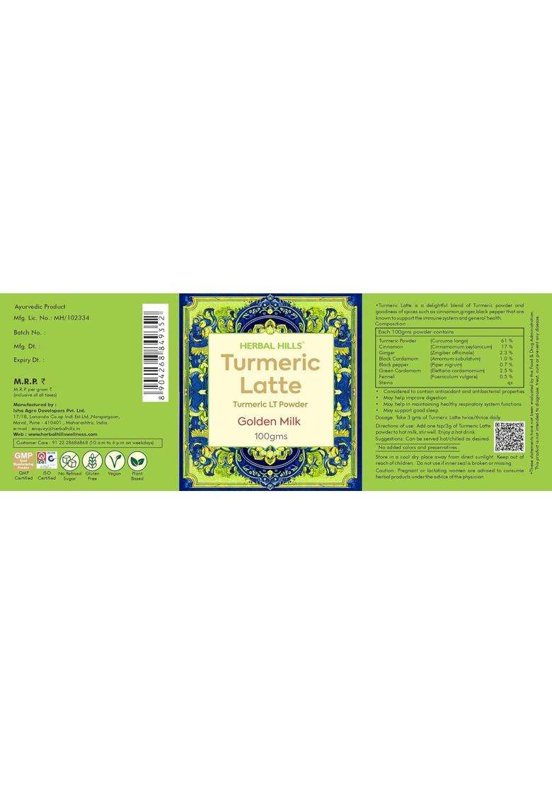 Herbal Hills Turmeric Latte Powder, 100 g (Pack of 2) | Natural Herbal Care - Indya