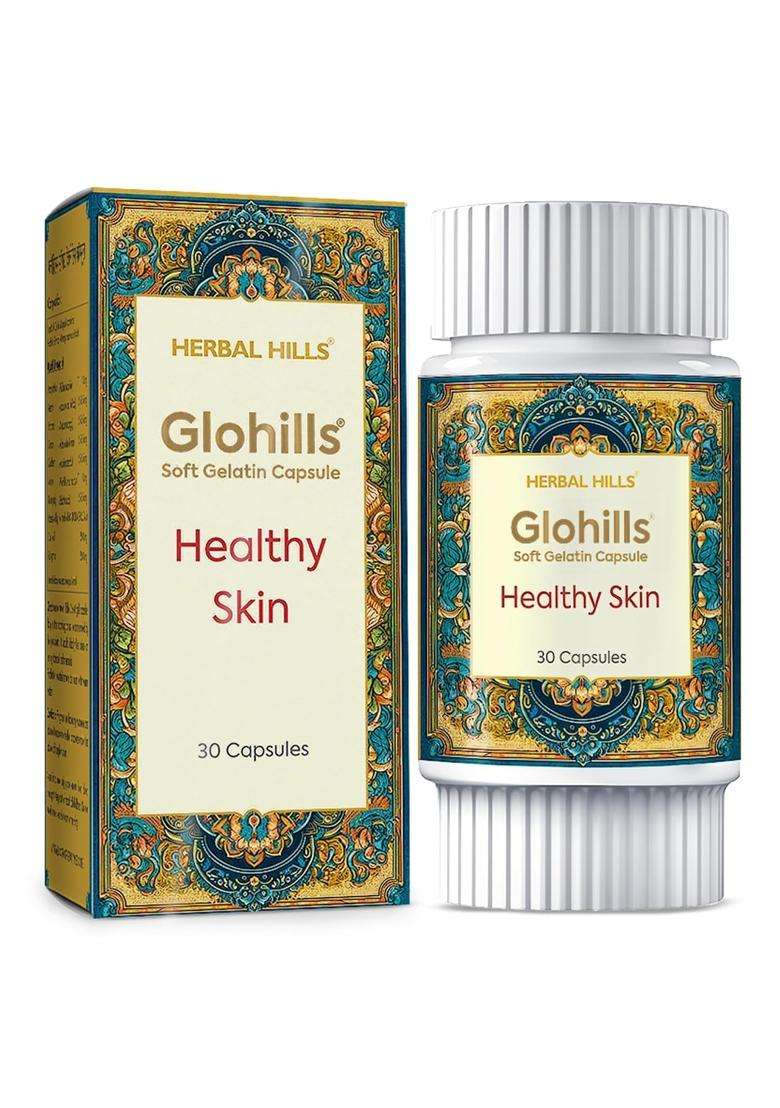 Herbal Hills Glohills Skin Care Capsules, 30 Count (Pack of 2) | Natural Herbal Care - Indya