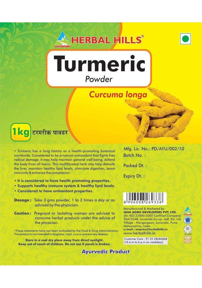 Herbal Hills Turmeric Powder, 1 kg (Pack of 5) | Natural Herbal Care - Indya