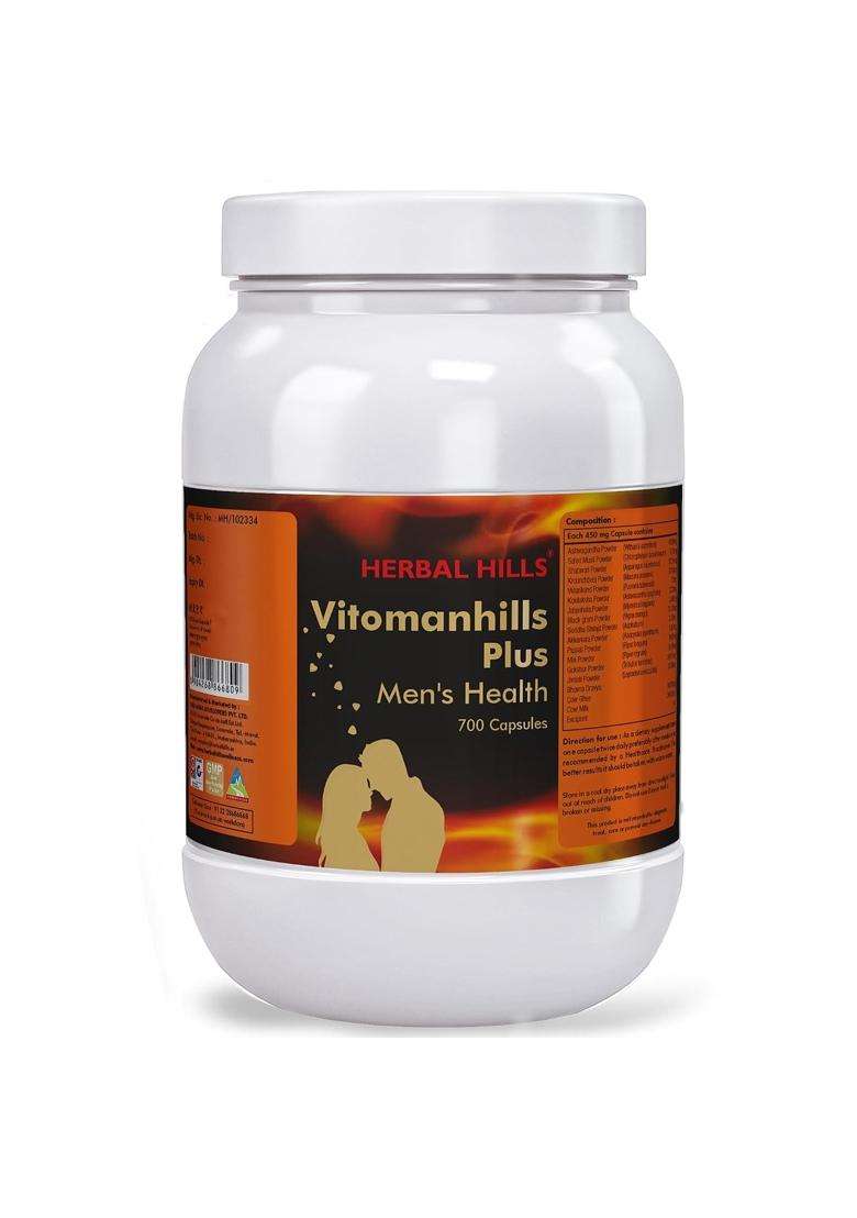 Herbal Hills Vitomanhills Plus Capsules, 700 Count (Pack of 4) | Natural Herbal Care - Indya