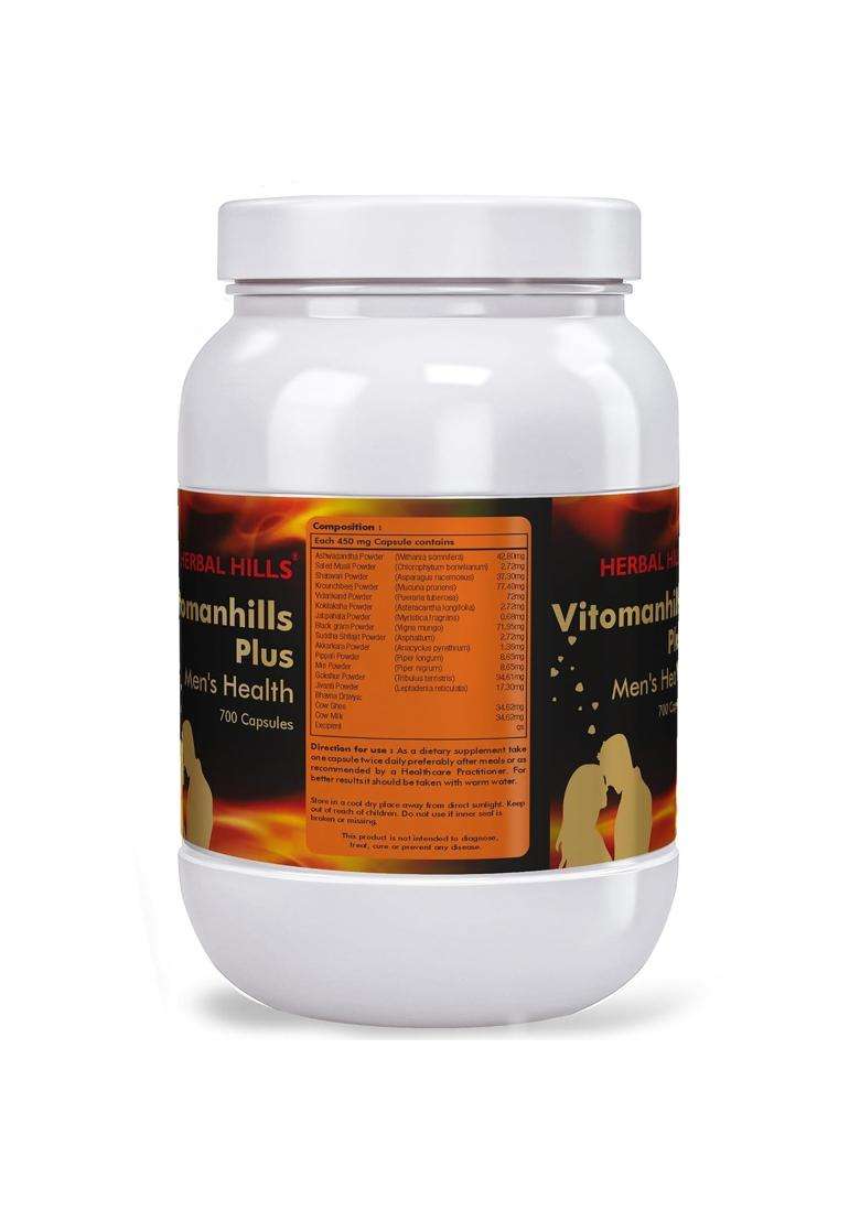 Herbal Hills Vitomanhills Plus Capsules, 700 Count (Pack of 4) | Natural Herbal Care - Indya