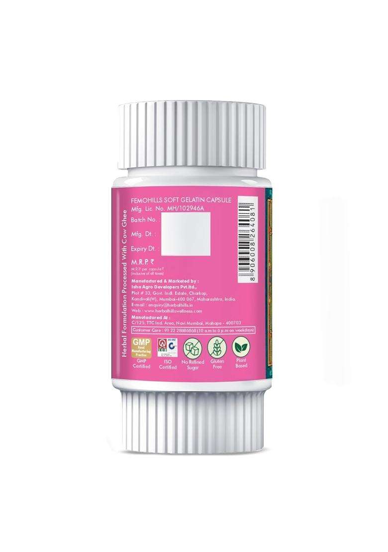 Herbal Hills Femohills Capsules (30 count (Pack of 5) | Natural Herbal Care - Indya